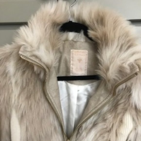 Guess Faux Fur High Pop CollarJacket - Picture 5 of 14
